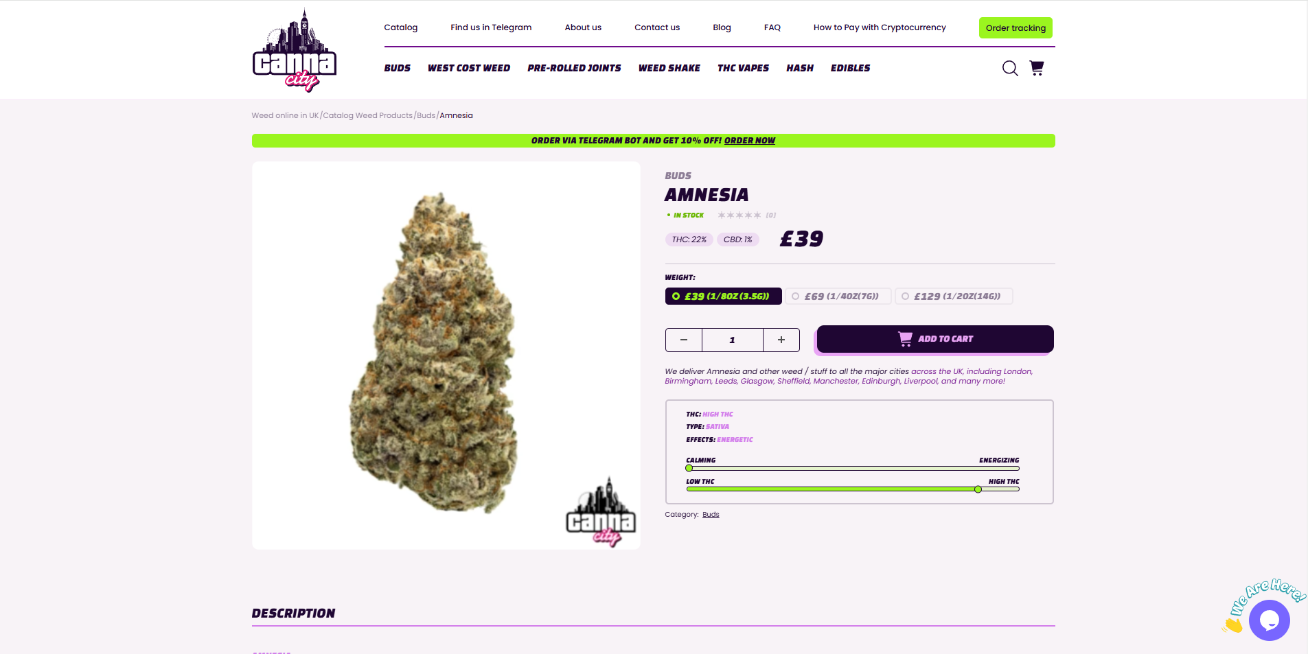 Buy Amnesia Cannabis in UK online at Canna City