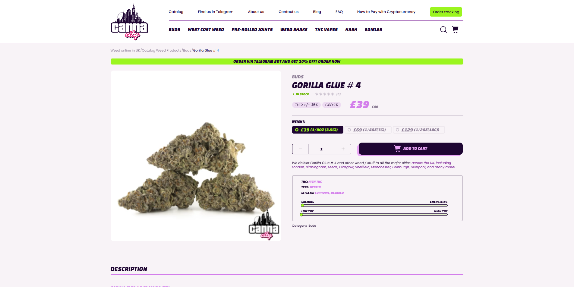 Buy Gorilla Glue # 4 Cannabis in UK online at Canna City