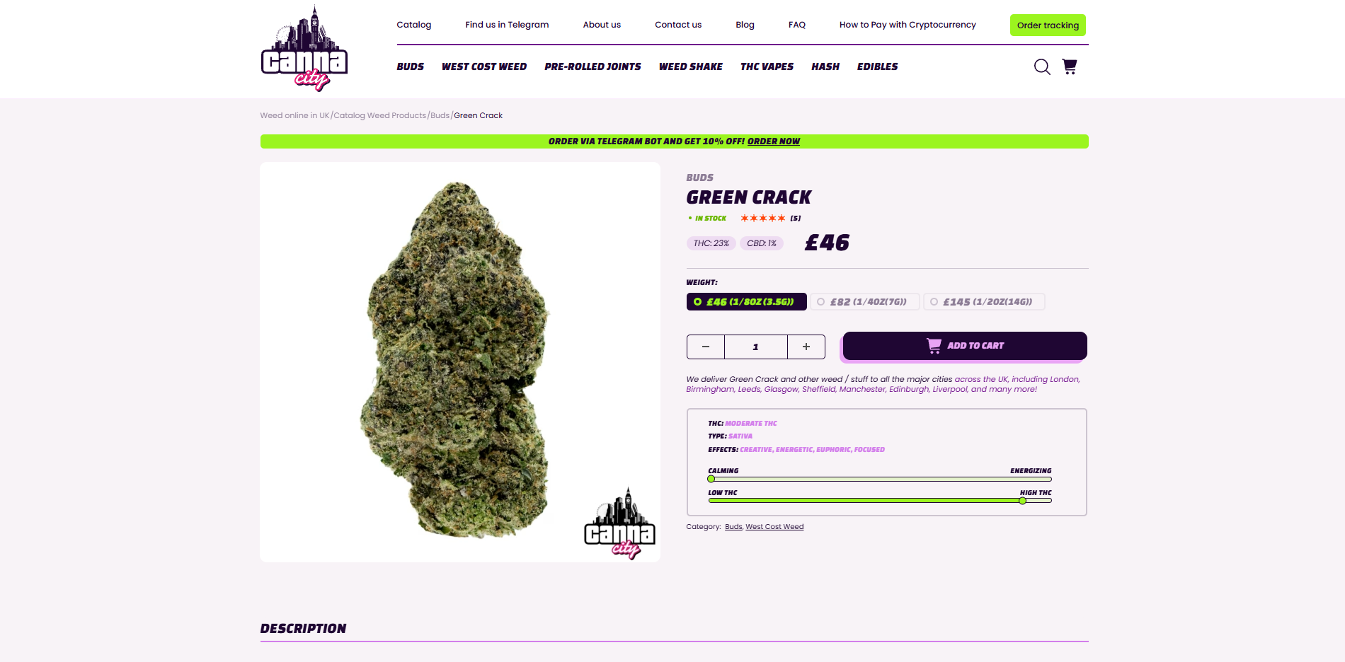 Buy hybrid weed online in Manchester at weed shop Canna City