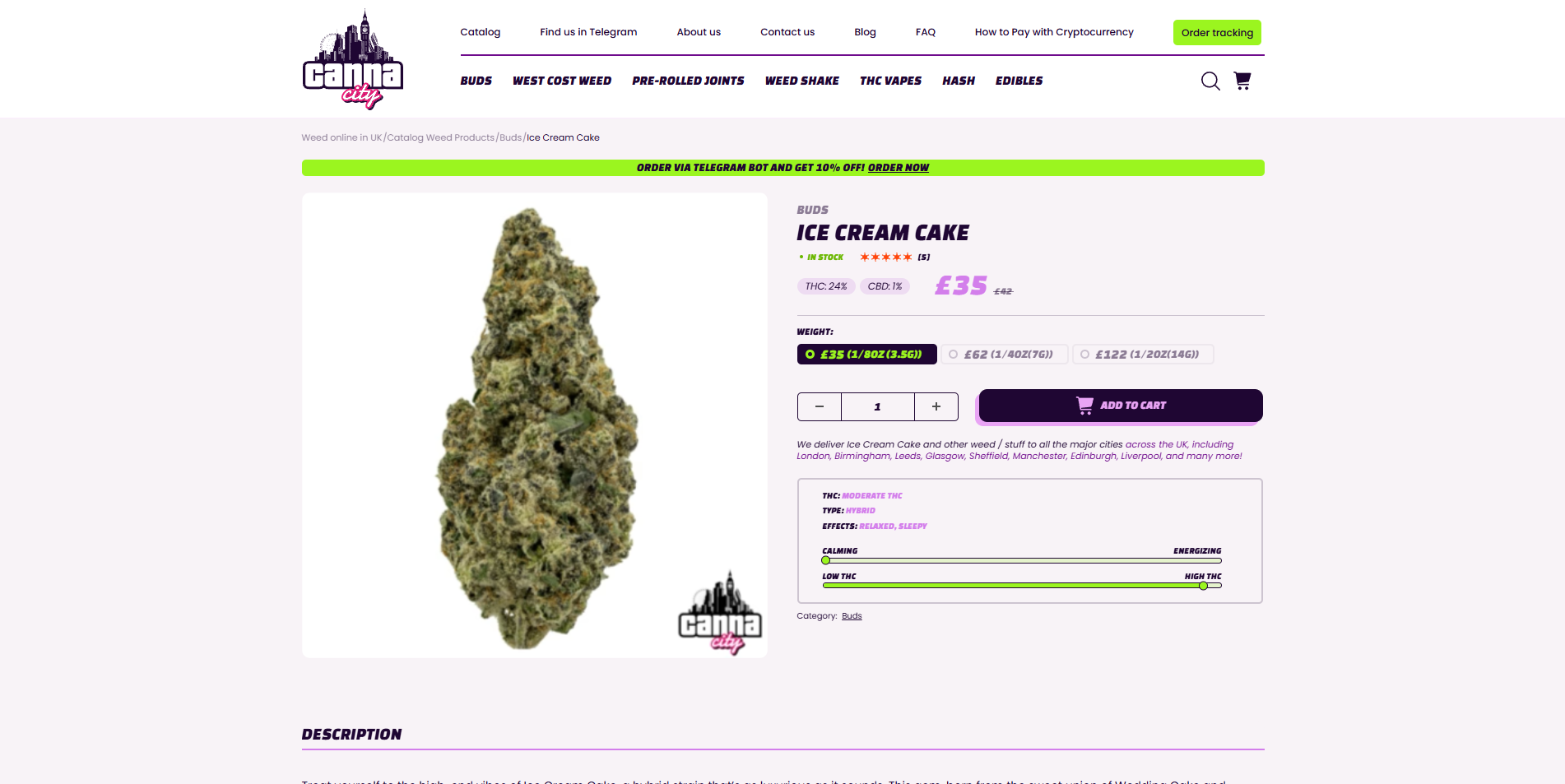 Buy Ice Cream Cake Cannabis in UK online at Canna City