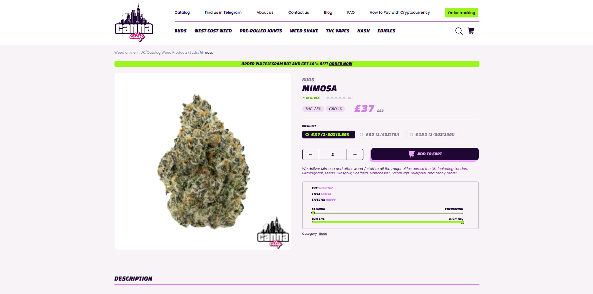 Buy Mimosa Cannabis in UK online at Canna City