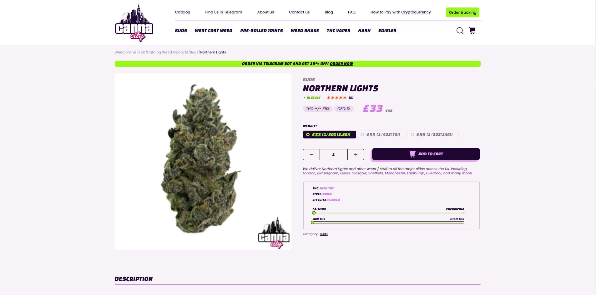 Buy Northern Lights Cannabis in UK online at Canna City