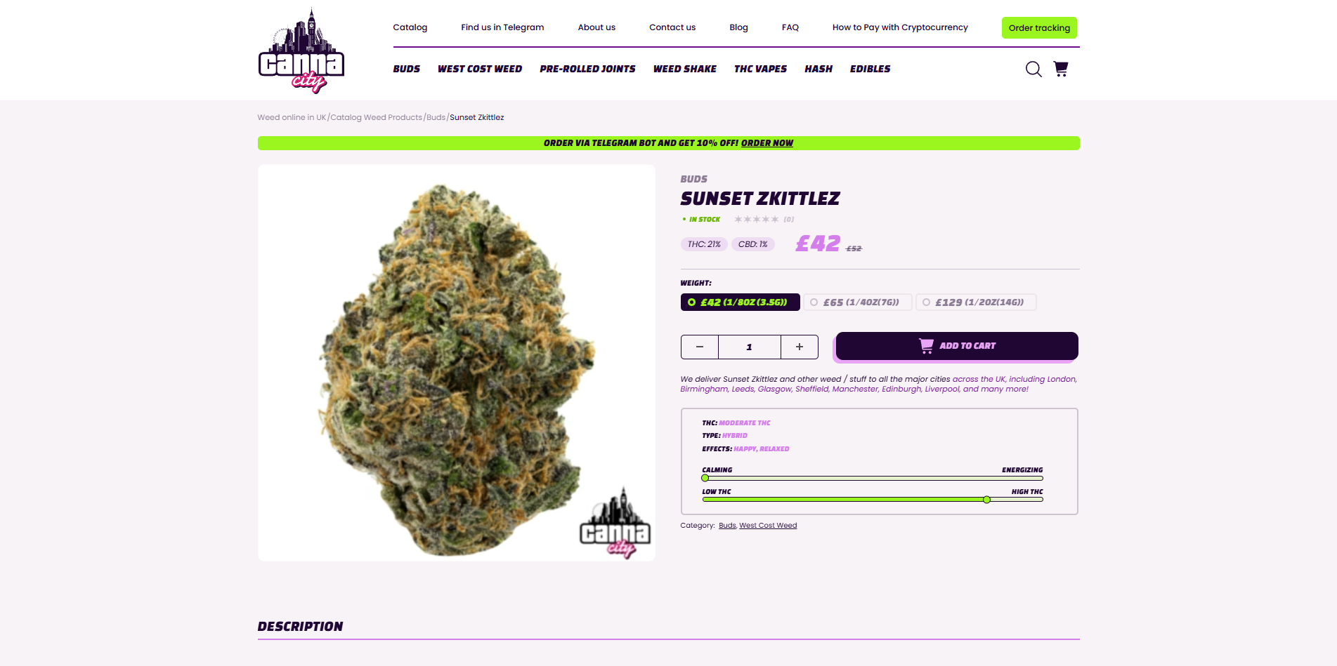 Buy Sunset Zkittlez Cannabis in UK online at Canna City