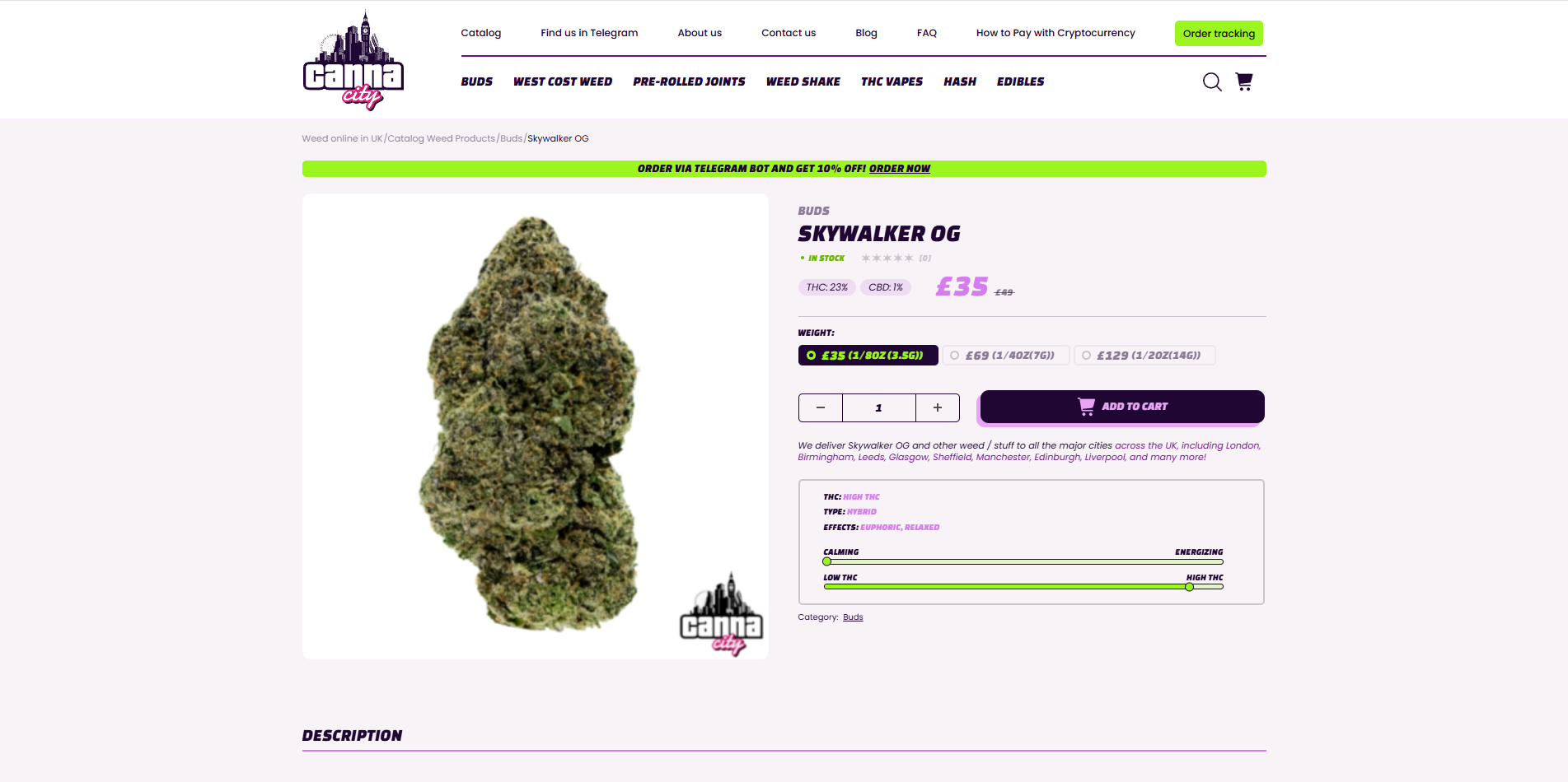 Buy skywalker og Cannabis in UK online at Canna City